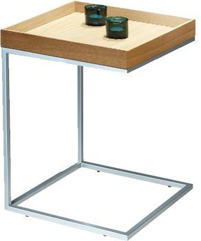 Jan Kurtz Beistelltisch Pizzo Höhe 52 cm Gestell lunasilber/Ablage Eiche