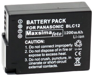 Maxsimafoto® - Battery for Panasonic G80 GX8 G5 G6 GH2 GH5 FZ200 FZ300 FZ330 FZ1000 FZ2000 DMW-BLC12, DMW-BLC12E, DMW-BLC12PP, 1200mAh BATTERY PACK BLC12, BLC12E.