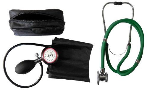 Dispositivo di misurazione della pressione del sangue, 1 tubo, stetoscopio, verde