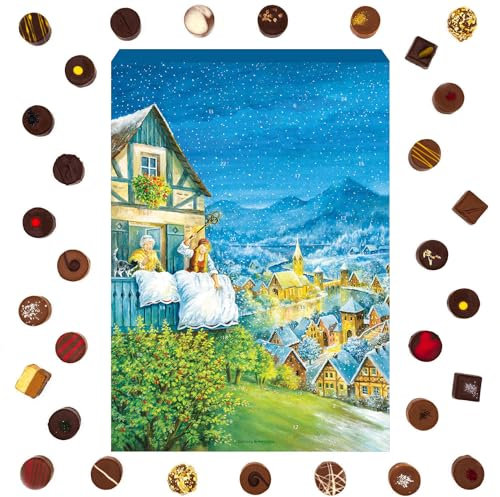 Hallingers Frau Holle - Adventskalender Pralinen Geschenk handmade ohne Alkohol aus Edelkakao Schokolade (Box) - Geschenk im Sommer & als perfektes Grillgeschenk | Glückwunsch Chanukka Freundschaft Ge