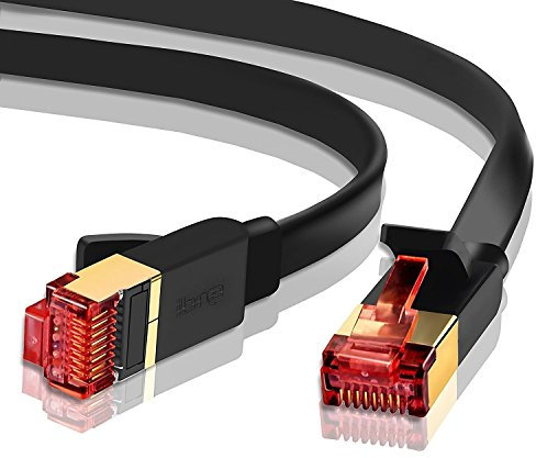 IBRA 10M Cable de Red Gigabit Ethernet LAN Cat.7 (RJ45) CAT7 (Avanzado) | 10 Gbps a 600 MHz | Cables Chapado en Oro Plug STP | Patch | Router | Módem| Negro Oblato