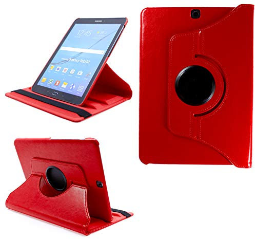 COOVY® 2.0 Funda para Samsung Galaxy Tab S2 9.7 SM-T810 SM-T813 SM-T815 SM-T819 Smart 360º Grados ROTACIÓN Cover Case Protectora Soporte Auto Sueño/Estela | Rojo