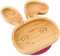bamboo bamboo Plato para Bebé y Niño, Plato de Succión para Alimentación y Destete, Plato de Bambú Conejo con Succión Segura, para Bebés desde 6 Meses (Cereza)