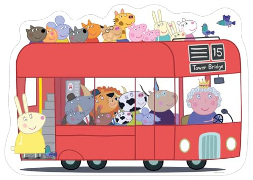 Ravensburger Peppa Pig London Red Bus 24-teiliges riesiges Bodenpuzzle für Kinder ab 3 Jahren – Lernspielzeug für Kleinkinder