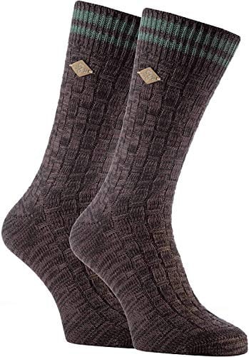 Farah - 2 Pack Mens 1920 Thick Cotton Rich Earthy Colours Chunky Knitted Formal Boot Socks (6-11 uk, 04 Earth Brown)