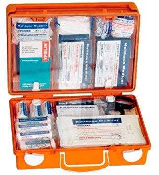 Holthaus Medical Erste-Hilfe-Koffer SAN Verbandskasten Notfallkasten, 31x21x13cm, mit ÖNORM Z 1020 Typ 1