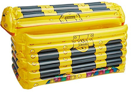 Smiffys 52024 Aufblasbare Schatztruhe Getränkehalter, Unisex Erwachsene, Gold, M