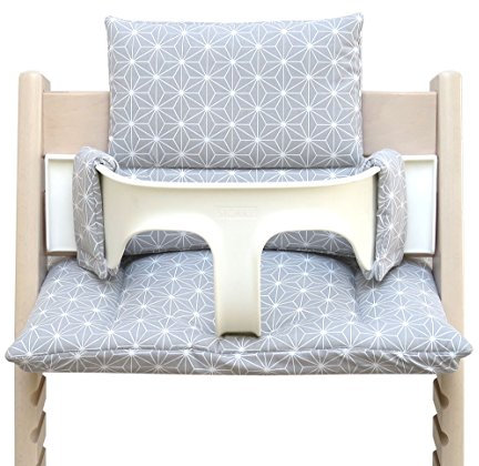 Blausberg Baby – hochwertiges Tripp Trapp Sitz-Kissen Set für Stokke Hochstuhl - 2-teilige Auflage/Polster für Kinderhochstuhl – Diverse Farben (Happy Star Grau)