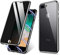 ZHIKE Phone Case Compatible with iPhone 7 Plus 8 Plus, Anti-Peep Magnetic Adsorption Case Front and Back Tempered Glass Full Screen Coverage One-piece Design Flip Privacy Cover (Anti Spy-Clear Black)