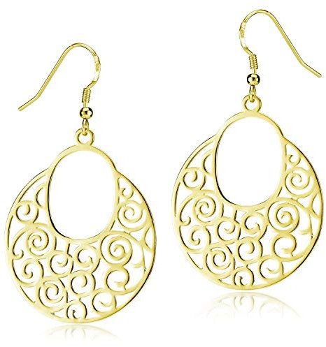 MATERIA Große Ohrhänger Gold Ornamente - 925 Sterling Silber Ohrringe hängend rund orientalisch vergoldet SO-60-Gold
