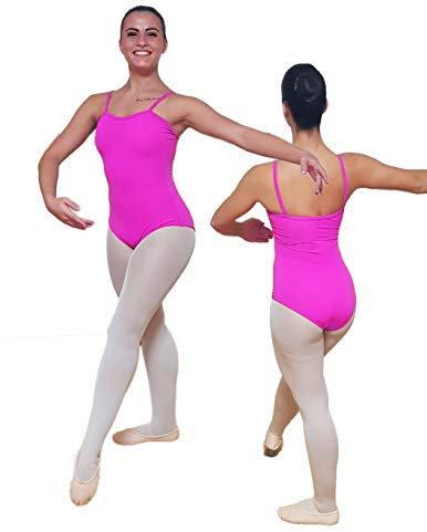 DANZA in VETRINA Body A BRETELLINA con Scollatura Normale DV0018 (Fucsia (17 Mi), XS(38)=10/12 Anni)