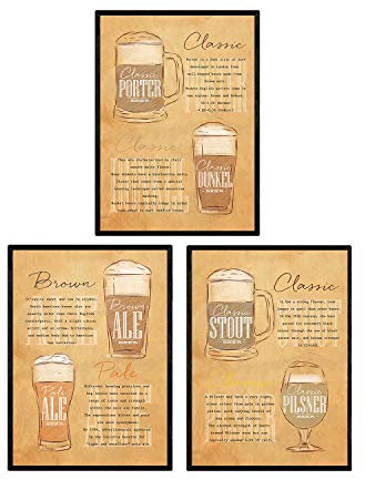 Nacnic Pack Bier und Schüsse Plakate. 2. Bier Jahrgang Filme Poster Alkohol und Getränke Bars. A4-Format