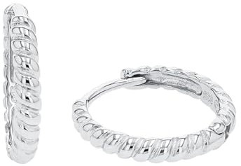 Amor Creolen 925 Sterling Silber Damen Ohrschmuck, 1,4 cm, Silber, Kommt in Schmuck Geschenk Box, 2036028