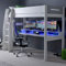 happybeds Gaming High Sleeper, Urban Grey Wooden Console Kids Sleeper with Desk and Shelves European Single with Orthopaedic Mattress Included