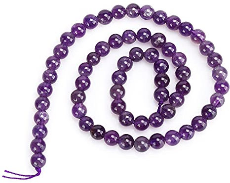 Perline di Pietra Ametista Naturale, Perline Allentate Rotonde Viola da 6mm 8mm per La Realizzazione di Collane di Gioielli Fai Da Te(6mm - 62Pcs/String)