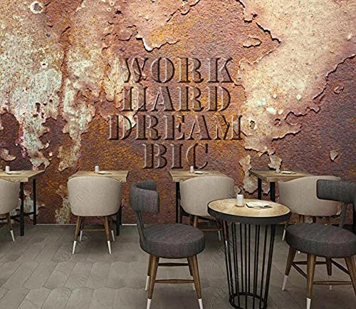Papier Peint Panoramique Intissé 3d Tapisserie Murales 350x256cm Poster Mural Salon Chambre Décoration Murale Design-Tôle De Fer En Métal De Style Industriel Rouillé