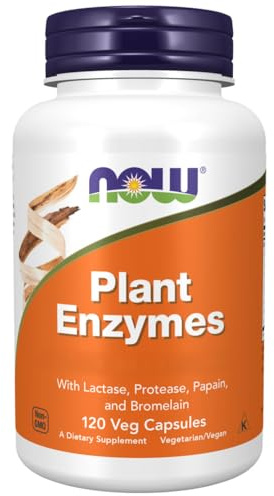 Now Foods, Plant Enzymes, 120 Cápsulas veganas, Probadas en Laboratorio, a Base de Plantas, Sin Gluten, Sin Soja, Vegetariano