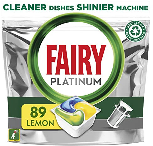Fairy Platinum All-In-1 Dishwasher Tablets Bulk, 89 Tablets, Lemon, XXL PACK, With Greasy Filter & Rinse Aid Action