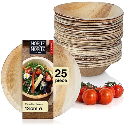 Moritz & Moritz Disposable Bowls 25 pcs - 25 Paper Bowls Approx. 10 cm Ø, Depth Approx. 3 cm - Alternative to Bamboo Plates and Bamboo Crockery