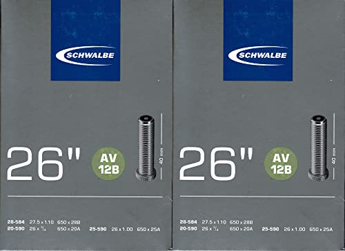 2X Schwalbe AV 12B 26 Zoll Schlauch Auto Ventil