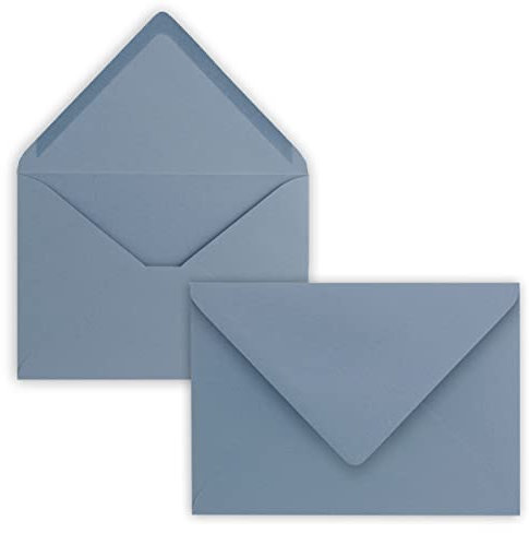 100x Briefumschläge B6-17,5 x 12,5 cm - Graublau - Nassklebung mit spitzer Klappe - 120 g/m² - Für Hochzeit, Gruß-Karten, Einladungen