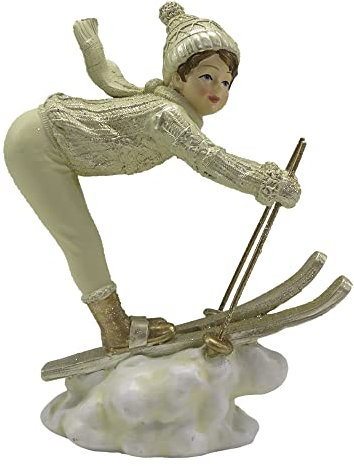 Clayre & Eef Figur Kind 19 cm Beige Goldfarbig Polyresin Wohnaccessoires