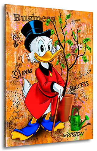 Kunstgestalten24 Leinwandbild Wandbild Comic Dagobert Duck Geldbaum Kunstdruck Raum- u. Wanddekoration Übergrößen