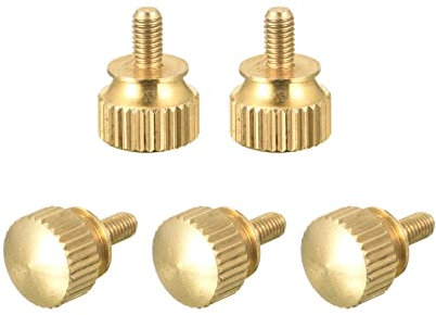 sourcing map Rändelschrauben, M3 x 6 mm, Messing-Schulterschrauben, abgestufte Griffknöpfe für PC, elektronisch, mechanisch, 5 Stück