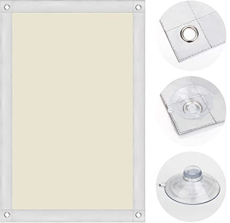 OBdeco Thermo Rollo 100% Verdunkelung Sonnenschutz Verdunkelungsrollo für Velux-Dachfenster Hitzeschutz ohne Bohren mit Saugnäpfen Beige 37x73cm für C04/104