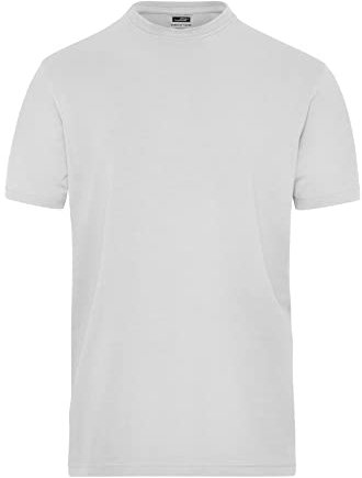 James & Nicholson Herren Bio Workwear-T Stretch - Elastisches T-Shirt aus Single-Jersey | Farbe: white | Grösse: XL