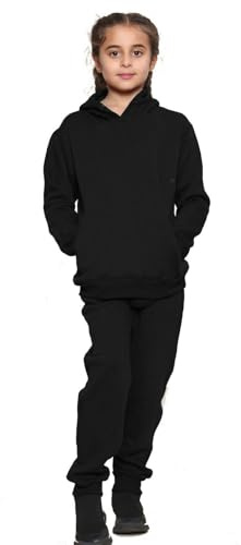 Kids Tracksuits Boys Tracksuit, Hoodies Plain Army Commando Print Tracksuit Hoodie with Jogger Sweatpants Sports Activewear Set Girls Boys Children Age 5-13 Years (Black Pull Over Suit, 4-5 Years)