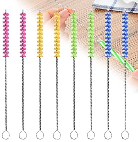 Lot de 8 brosses à paille de 20 cm de long - En acier inoxydable - Pour petits espaces