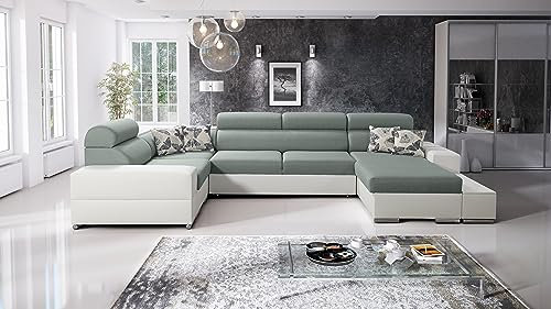 Best For Home Ecksofa Alice Maxi mit Schlaffunktion: Erleben Sie höchsten Komfort auf Dieser Eckcouch mit Bettkasten für Ihr Wohnzimmer. (RECHTS, Twist 15 + EKJI)
