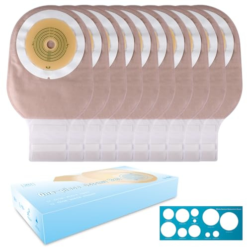 20 PCS Colostomy Bags One Piece Ostomy Bag Ostomy Supplies, Max 60mm Cut to Fit Drainable Pouches with Closure for Ileostomy Colostomy Urostomy Stoma Care