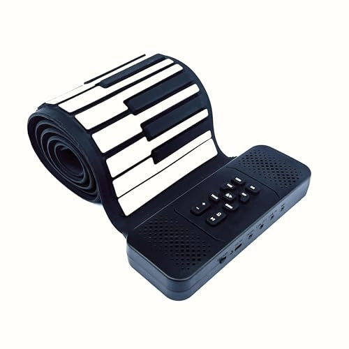 MAGICON 88 Key Roll up Piano Keyboard, pure piano sound source by France Dream, Portable Flexible, built-in both rechargeable battery and speaker/USB/HiFi stereo earphone as a gift (88 key Black)