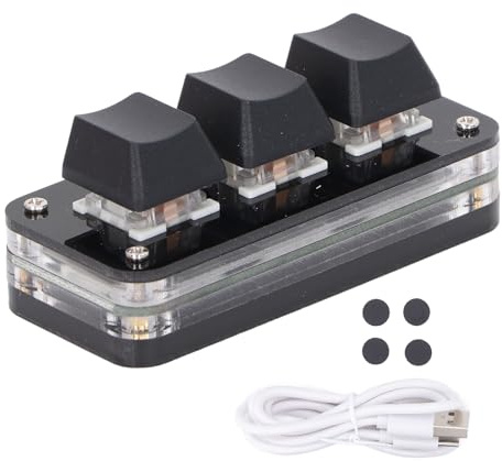 flexman Tastierino a 3 Tasti, Interfaccia USB Interruttore Programmabile Personalizzato Pulsante di Archiviazione Integrato Tastierino da Gioco con Luce RGB per Vincere il Ritmo