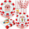 BOIKOKY Decoraciones de fiesta de cumpleaños de carnaval, 120 piezas de suministros de fiesta temática de carnaval, vajilla desechable y festiva, incluye platos de papel, servilletas, vasos y pajitas