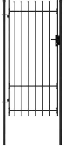 Iiaky Fence Gate Single Door with Spike T O P Steel 1x2 m Black,Garden Gates High galvanised wrought iron metal swing gate