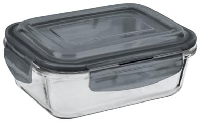 HOMESHOPA Airtight Glass Food Storage Container, 380ml, 1 Pack BPA-Free & Leak Proof Silicone Seal Plastic Lids, Glass Meal Prep Takeaway Lunch Boxes