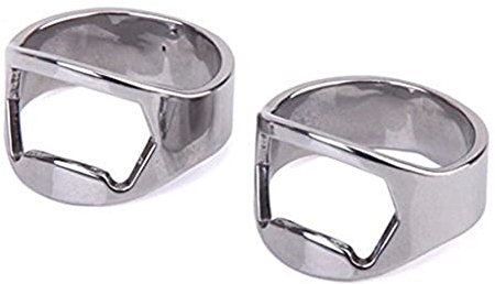 2 Pcs Stainless Steel Finger Ring Beer Bottle Opener Creative