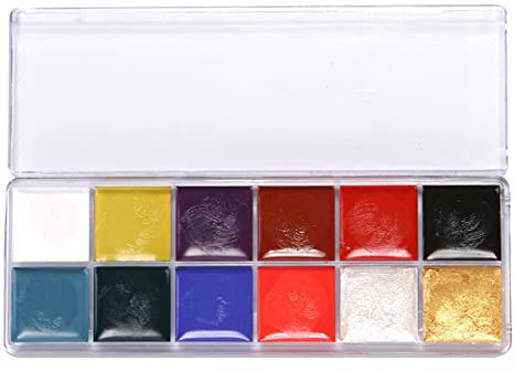 BORDSTRACT Palette per body painting in 12 colori, trucco fantasia per feste artistiche di Halloween, non facile da applicare per feste danzanti di Halloween