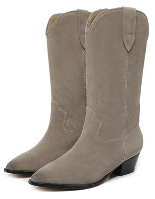 Lmtossey Utumn E Inverno Stivali Delle Donne Del Cuoio Genuino Stivali delle Donne Confortevole E Anti Slip Grandi Stivali, Grigio chiaro, 42 EU