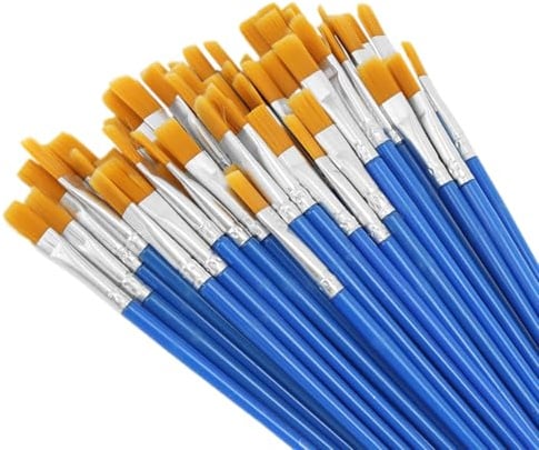 QWORK® 60 pezzi pennelli piatti, 7 mm pennelli pittura, per pittura di dettagli, pittura ad acquerello