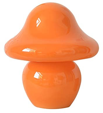 YJDZ Lampe de chevet champignon en verre : 3 couleurs réglables, veilleuse translucide pour chambre à coucher et salon (orange)
