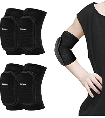 EULANT 4 Stücke Weiche Ellenbogenschoner für Kinder, Dehnbare Ellbogenschoner, Slip-on Ellenbogenschützer für Volleyball Fußball Wrestling Roller Skaten Breakdance, XS