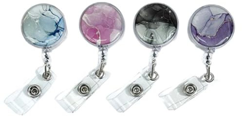 XURJUMI Porte Badge Enrouleur, 4 Pièces Porte-clés Retractable,60cm cordon rétractable Avec Enrouleur de Ceinture Pour Porte CléS Porte Badge de Carte D'Identité, Avec Ressort Renforcé