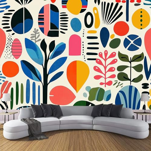 Tapete Fototapete 3D Effekt, Bunte Geometrische Blätter Wandbild Wandtapete, Abstrakt Wanddekoration Seidenstoff Tapete, Hauptdekorationen Für Wohnzimmer Schlafzimmer, 308X220Cm (B×H)
