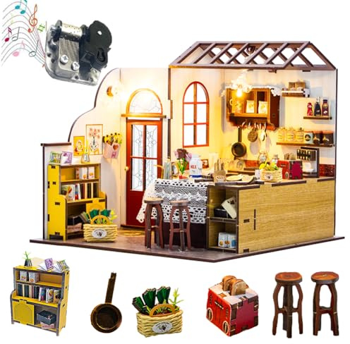 TOPBSFARNY DIY Miniatur Haus Bausatz, Miniatur Haus Bausätze für Erwachsene, Miniaturhaus mit Möbeln, Weihnachts- und Geburtstagsgeschenk,
