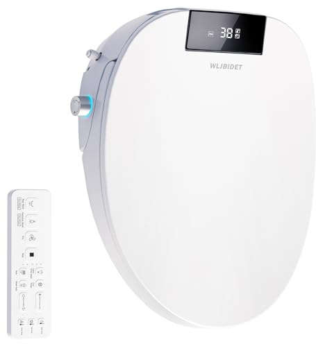 WLJBIDET Bidet Toilettensitz mit Fernbedienung, Elektronisch Beheizbarer Dusch WC Aufsatz mit Einstellbarer Warmwasser und Druckregulierung, Warmlufttrocknung, Langsam schließendem Toilettendeckel