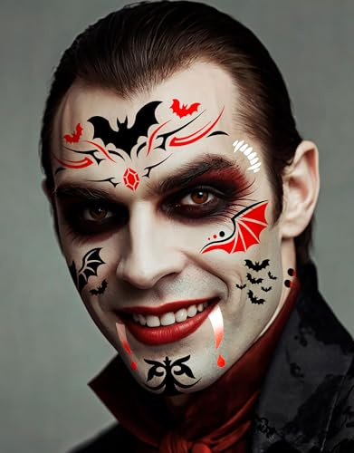 FIESTAS GUIRCA | Vampir Schminkschablone - Zaubere im Handumdrehen den perfekten Vampirlook (14x20cm) - Makeup Schablone für Halloween Kostüme und Vampir Partys - Schnelle und einfache Anwendung